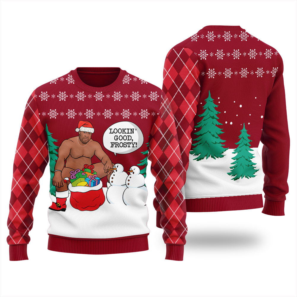 Surprising Frosty Barry Wood Womens Ugly Sweater Soft Cotton Sweatshirt for Winter Comfort