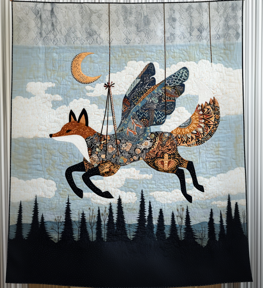 Surreal Fox Quilted Blanket Presents For Fox Lovers