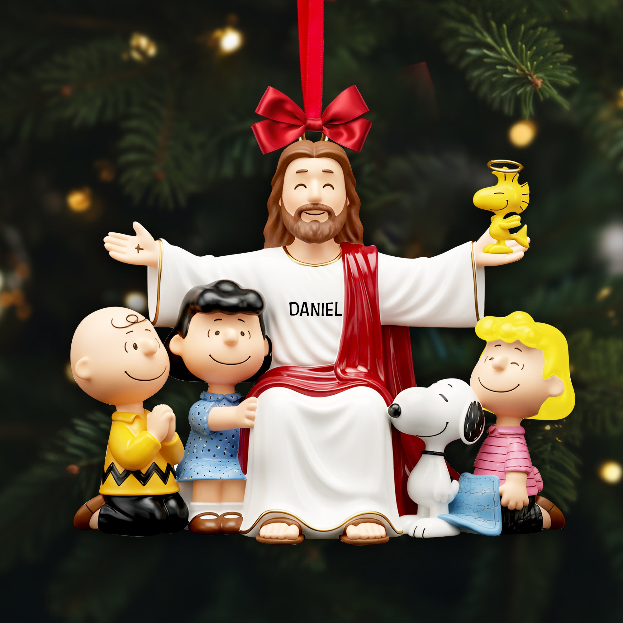 Surround By Jesus Christ Gentle Arms Acrylic Ornament - Personalized Gifts For Christians - Funny Christmas Ornament Gift