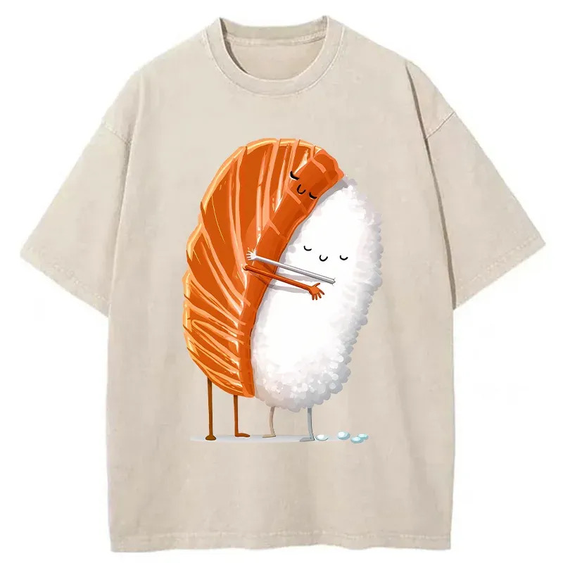 Sushi Hug Japan Washed T-Shirt Casual Oversized Outfit Style Gifts For Best Friend Sushi Hug Japan Washed T-Shirt Casual Oversized Outfit Style Gifts For Best Friend