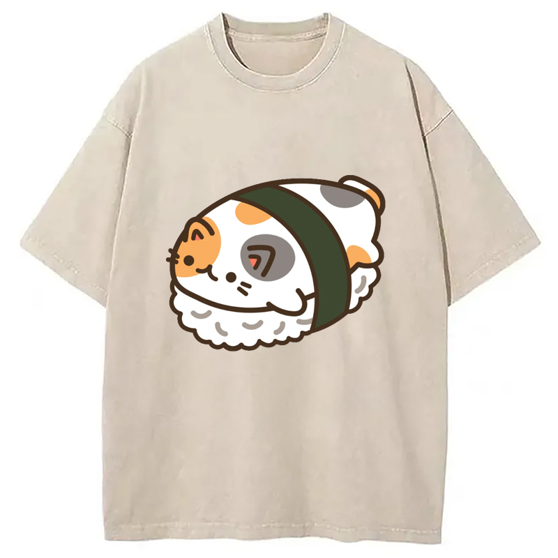 Sushi Pet Calico Cat Washed T-Shirt Everyday Comfort Graphic Shirt Gifts For Brother Sushi Pet Calico Cat Washed T-Shirt Everyday Comfort Graphic Shirt Gifts For Brother