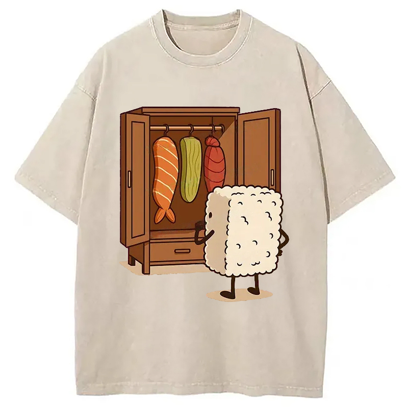 Sushi Pick Out Clothes Washed T-Shirt Funny Graphic Gift For Friends Gifts For Besties
