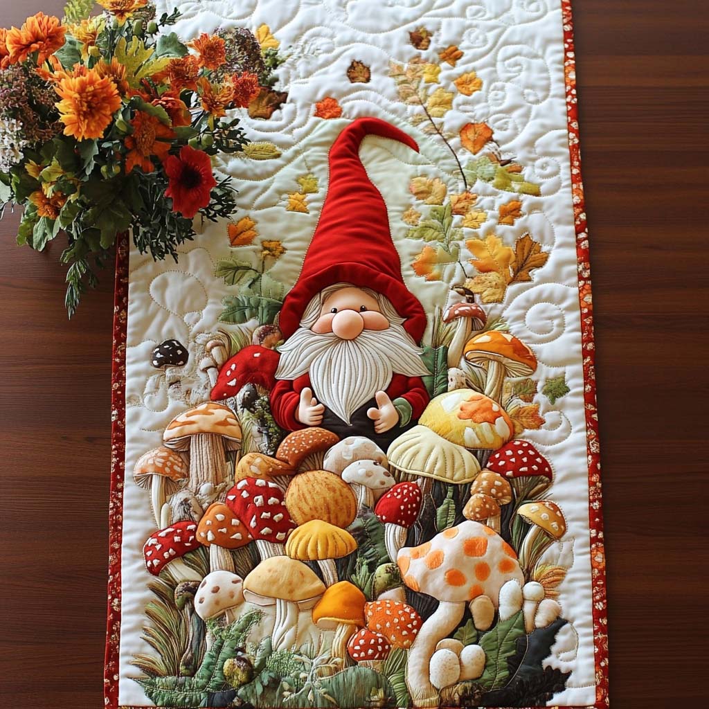 Sweater Gnome Mood Quilted Table Runner Fall Table Toppers Family Present Ideas