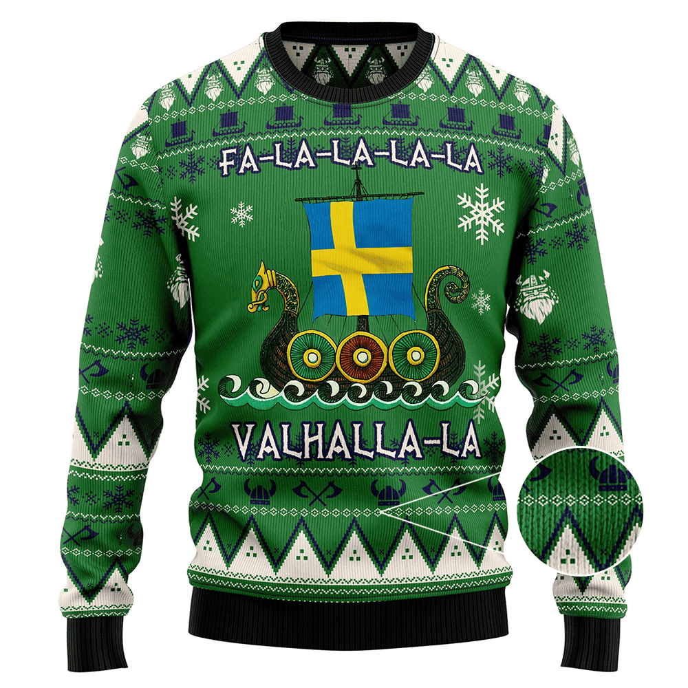 Sweden Viking Ugly Christmas Sweater Dragon Boat Viking Valhalla Christmas Sweater Sweden Viking Ugly Christmas Sweater Dragon Boat Viking Valhalla Christmas Sweater