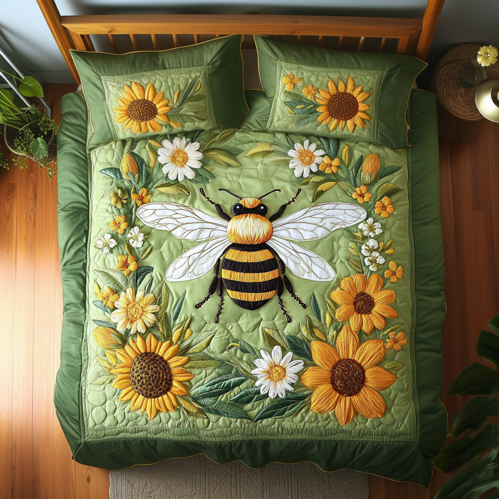 Sweet Bee Dreams Quilted Bedding Set Duvet Cover Bed Sheet Set Gifts For Beekeepers