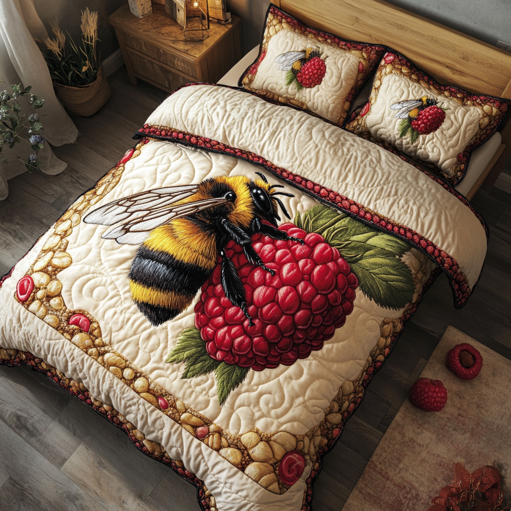 Sweet Bee Quilted Bedding Set Bed Decor Bee Gifts For Her