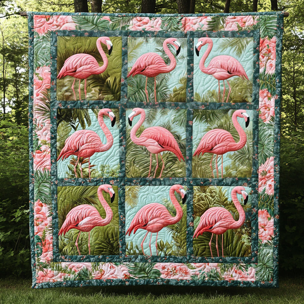 Sweet Flamingo Quilted Blanket Flamingo Gifts For Her