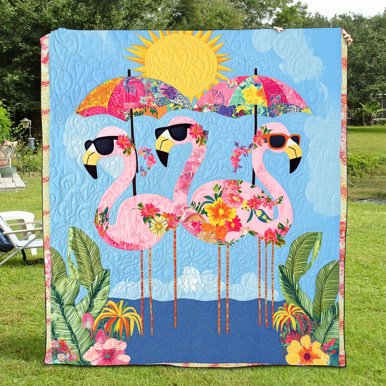 Sweet Flamingo Quilted Blanket Flamingo Gifts For Ladies