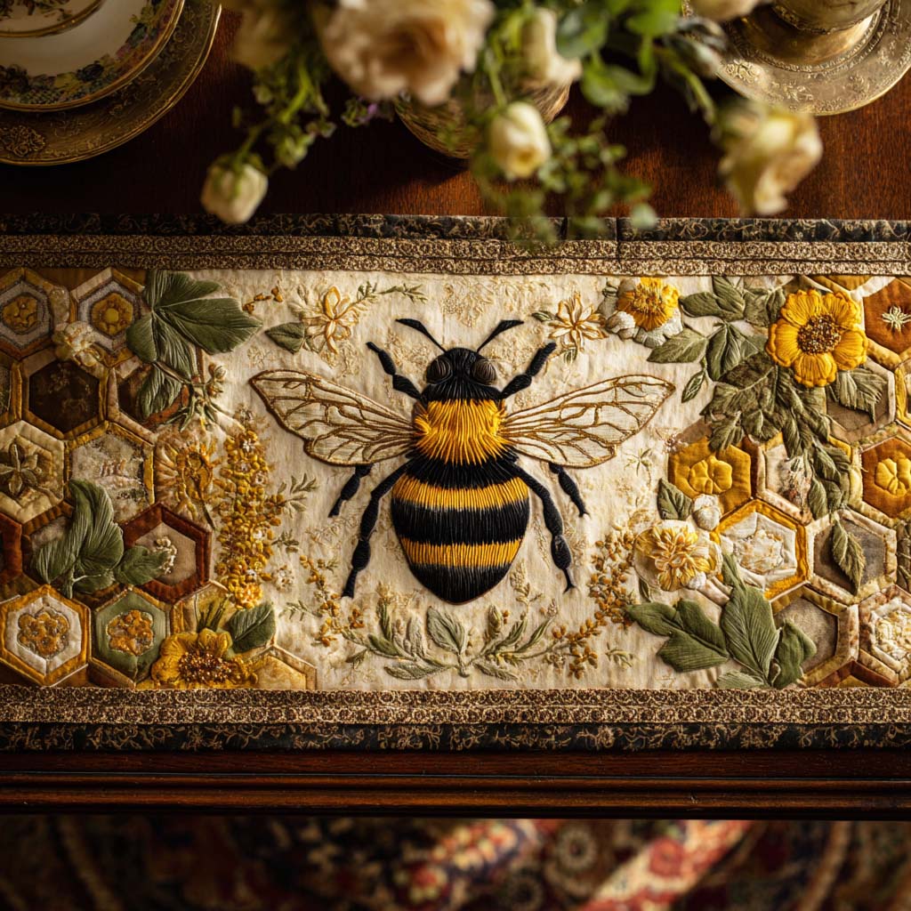 Sweet Flight Quilted Table Runner Dining Table Decor Gifts For Beekeepers