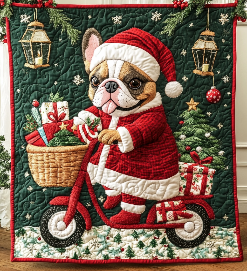 Sweet Frenchie Delivery Quilted Blanket Gifts For French Bulldog Owners