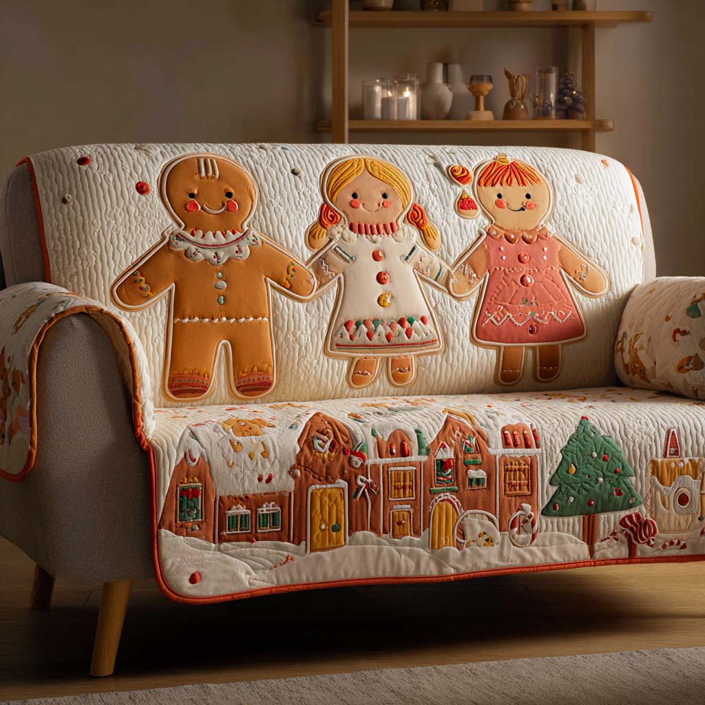 Sweet Ginger Dreams Quilted Sofa Cover Holiday Living Room Decor Presents For Mother In Law