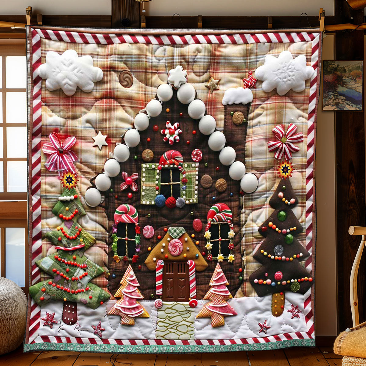 Sweet Gingerbread Christmas Quilt Blanket Christmas Throw Blanket Great Family Xmas Gifts