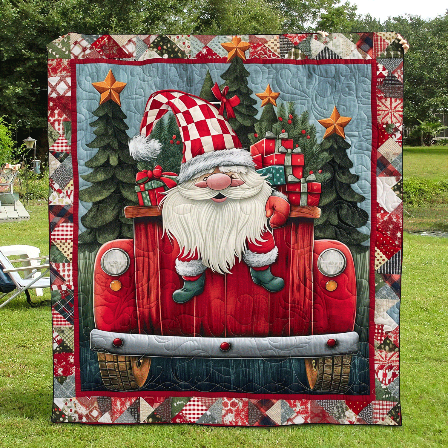 Sweet Gnome Quilted Blanket Mother In Law Christmas Gift