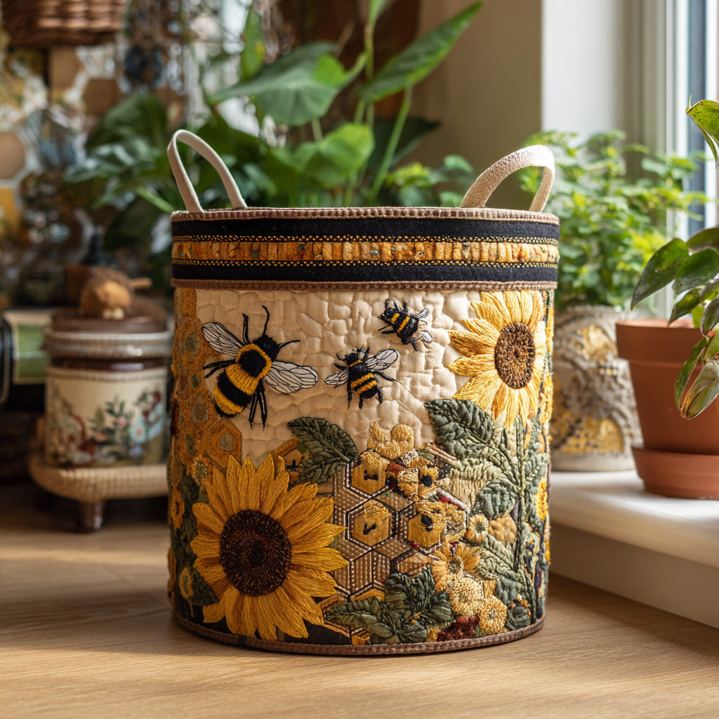 Sweet Hive Quilted Laundry Basket Foldable Laundry Hamper with Quilted Fabric Design