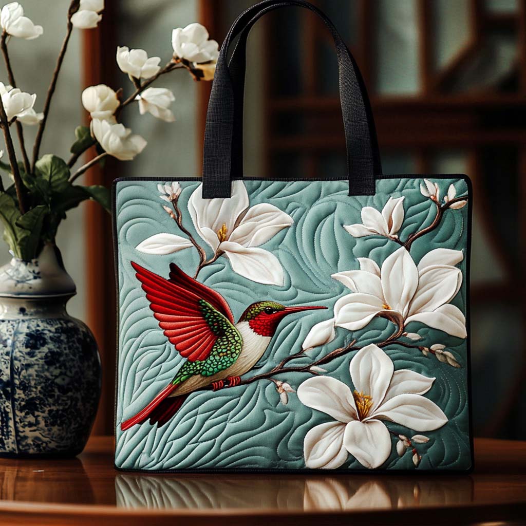 Sweet Hummer Days Quilted Tote Bag Gifts For Bird Enthusiasts