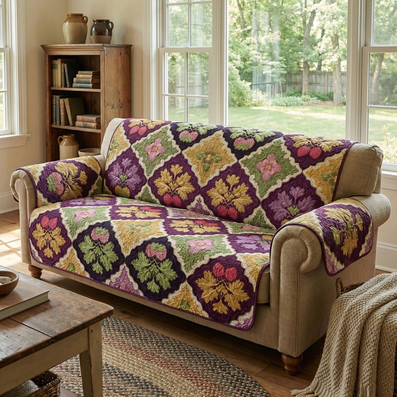 Sweet Meadow Whisper Quilted Sofa Cover Floral Country Decor Best Gift For Home Lovers