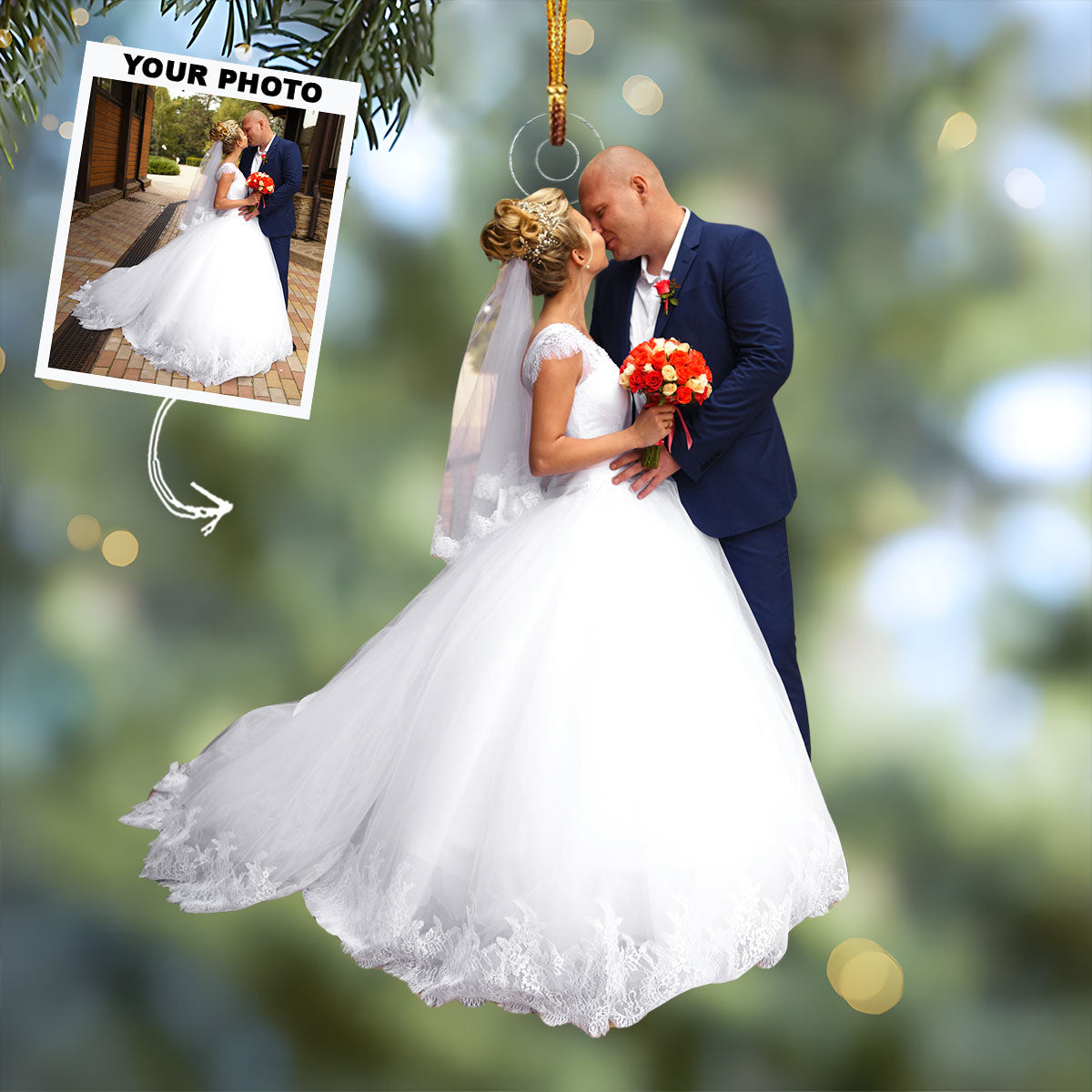 Sweet Moment Forever Together Personalized Photo Mica Ornament Gift For Couple Family