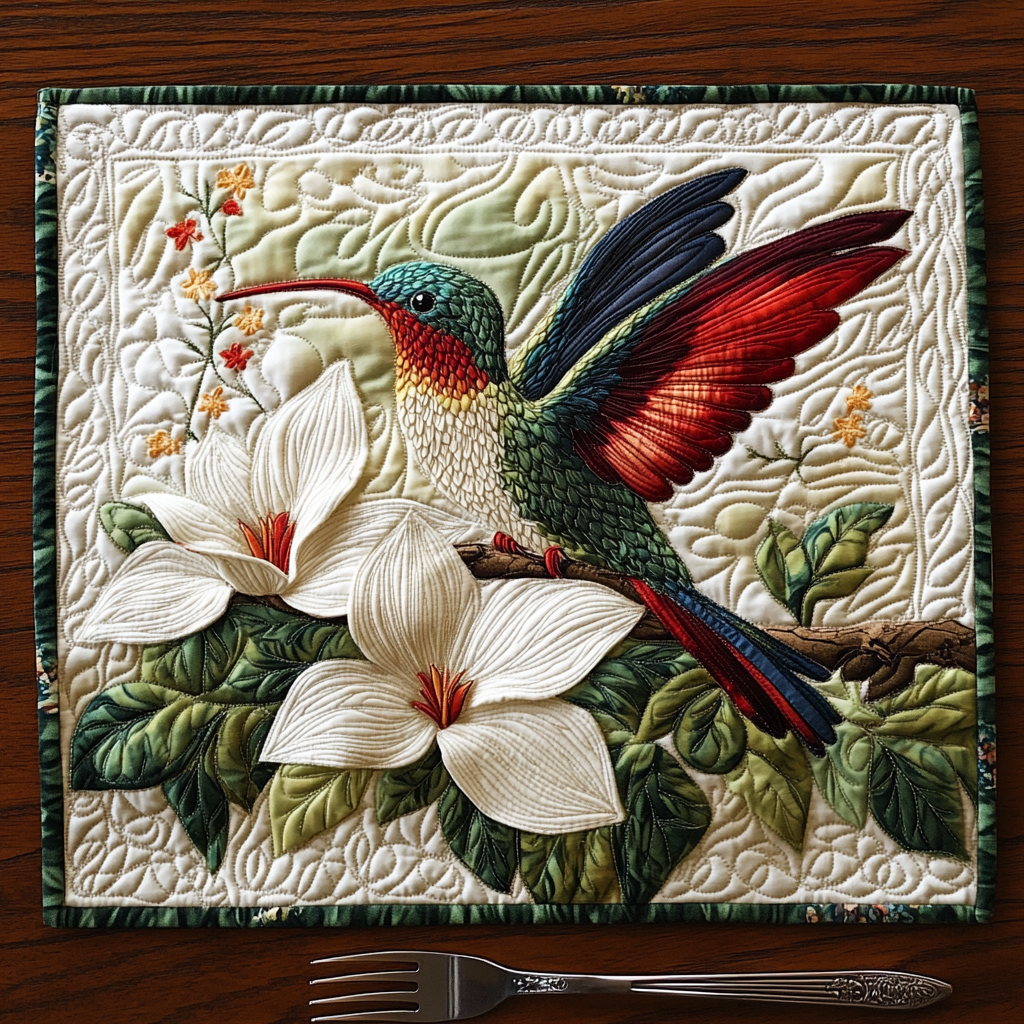 Sweet Nectar Quilted Place Mat Home Decor Items Hummingbird Themed Gifts