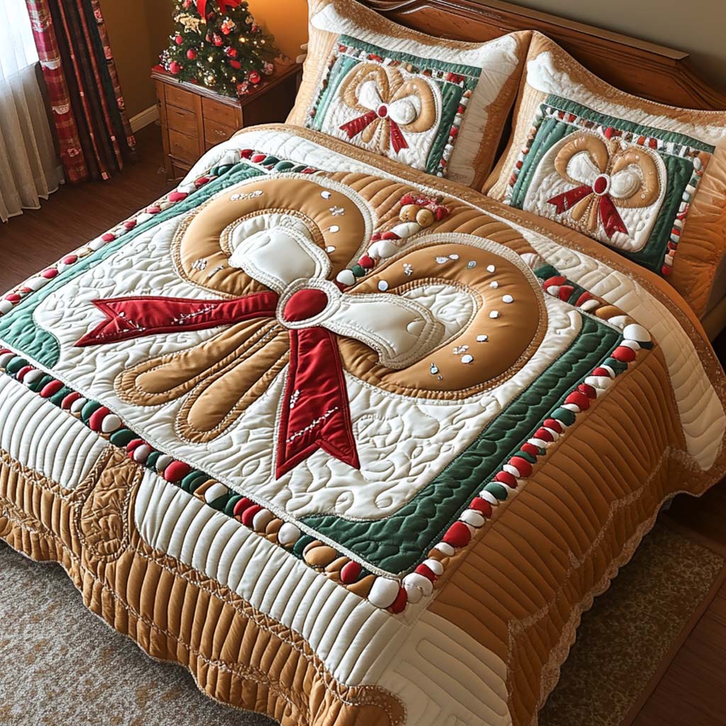 Sweet Noel Bow Quilted Bedding Set Bed Room Decoration Christian Party Favors For Adults