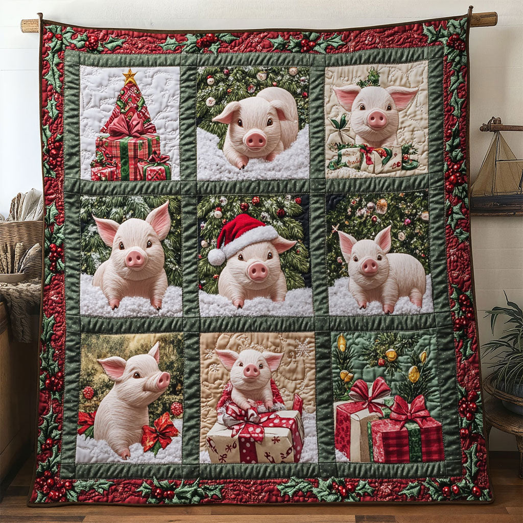 Sweet Pig Quilt Thoughtful Holiday Gift Featuring Quilt Blanket