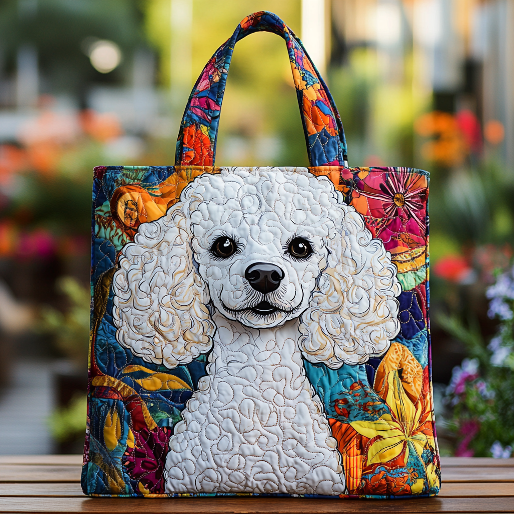 Sweet Poodle Quilted Tote Bag Birthday Gifts For Dog Lovers