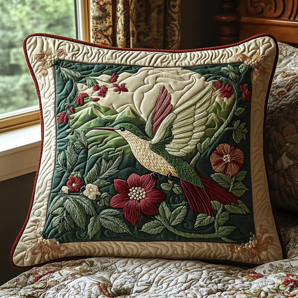 Sweet Serenity Quilted Pillow Case Awesome Gifts For Hummingbird Lovers 