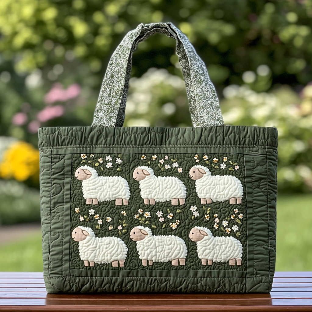 Sweet Sheep Quilted Tote Bag Unusual Sheep Gifts