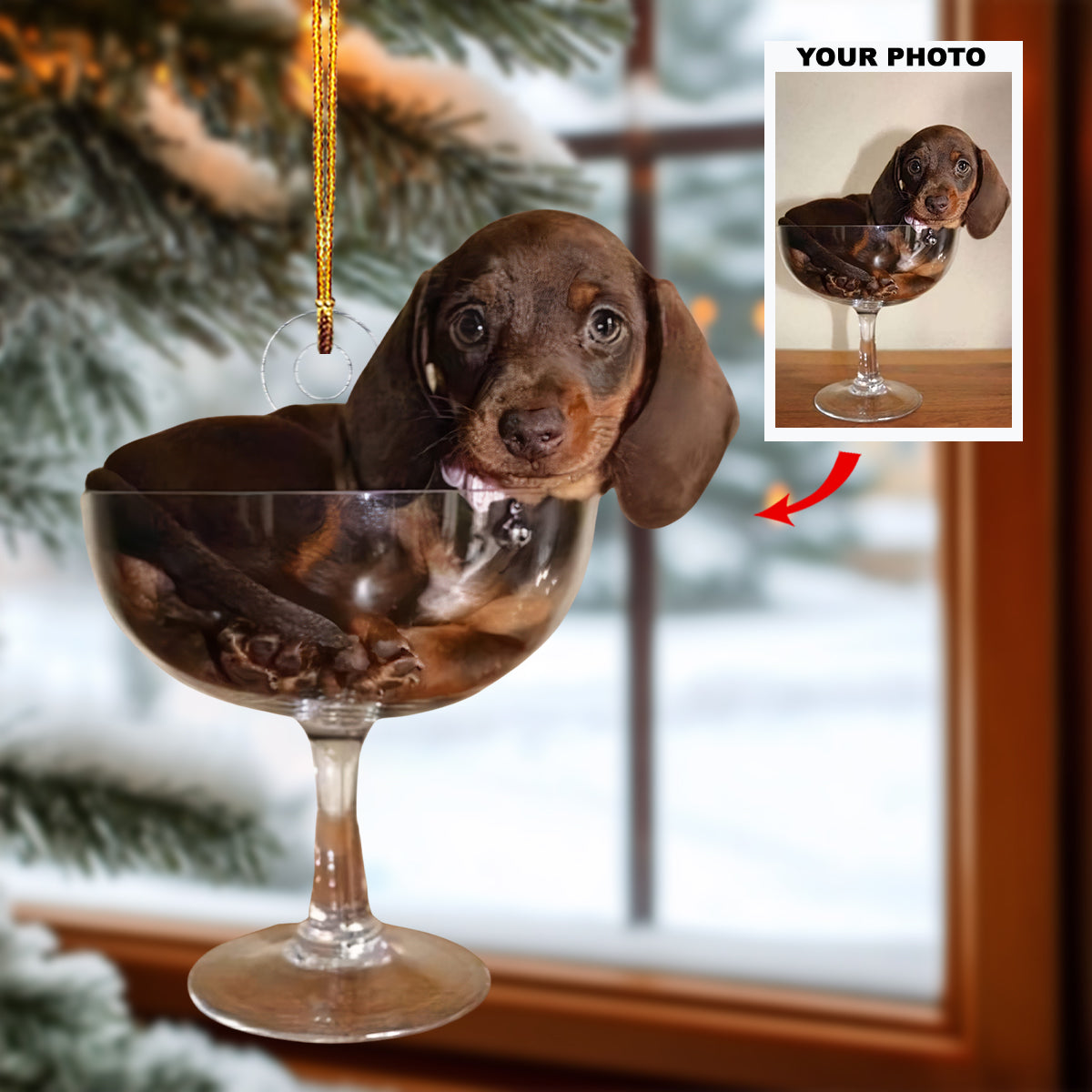 Sweet Sipper Personalized Photo Mica Ornament Gift For Dog Lovers Pet Lovers Dog Mom