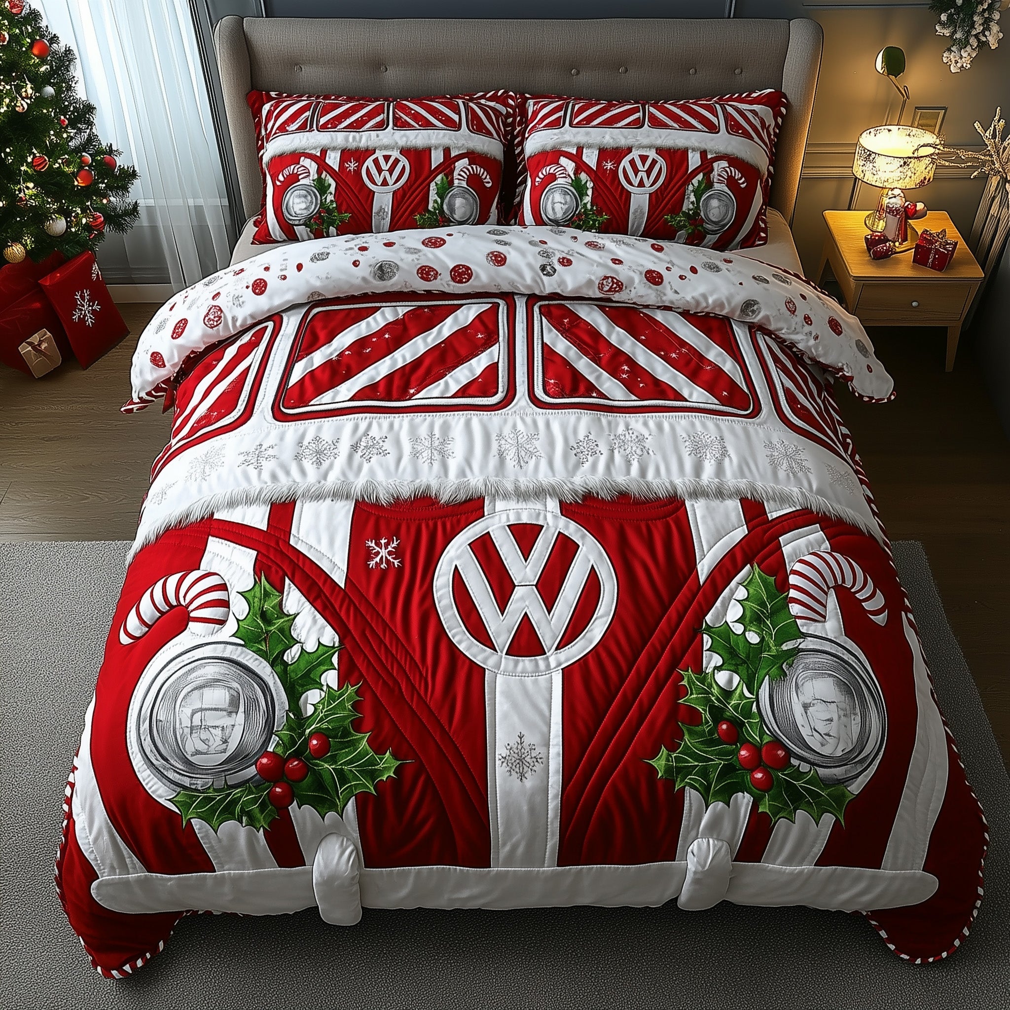 Sweet Stripe Quilted Bedding Set Boho Bus Home Decor Christmas Bedding Gifts