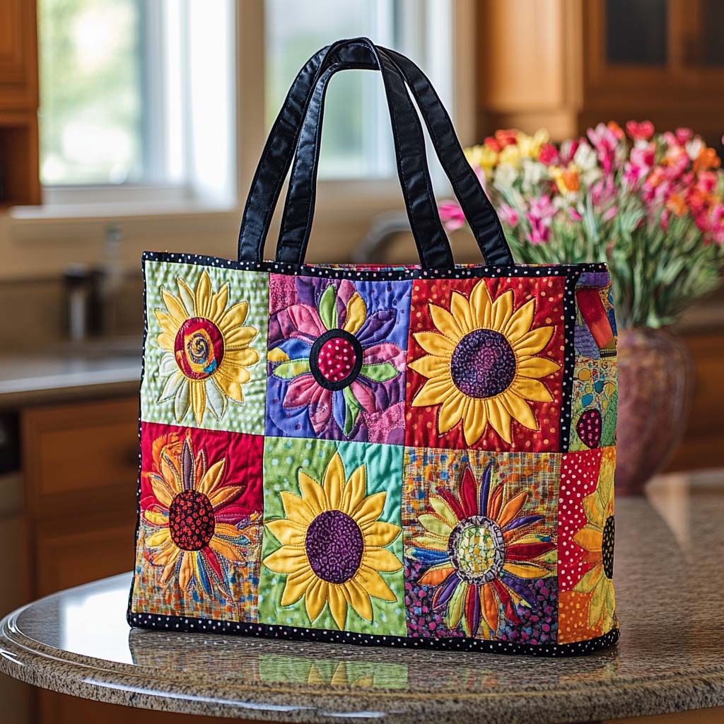 Sweet Sunflower Bloom Quilted Tote Bag Gifts For Sunflower Lovers