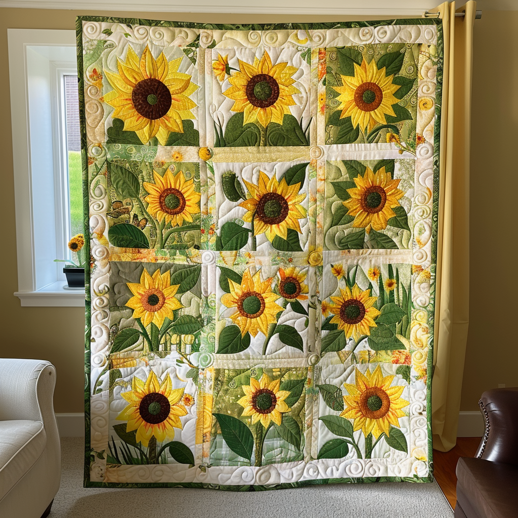 Sweet Sunflowers Quilted Blanket Sunflower Gifts For Women