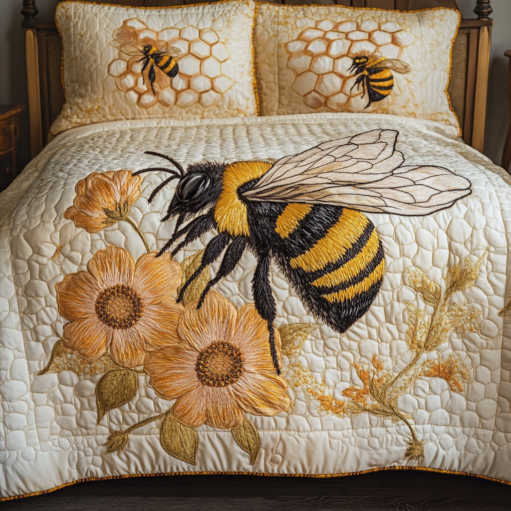 Sweet Swarm Quilted Bedding Set Bedroom Decor Ideas Presents For Beekeepers