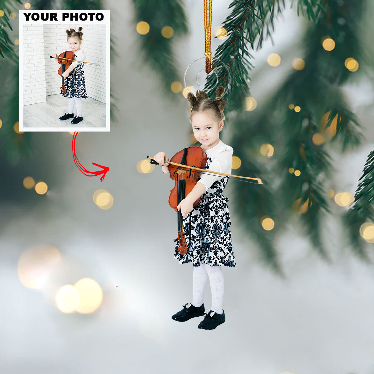 Sweet Symphony Personalized Photo Mica Ornament Christmas Gift For Baby Family Members