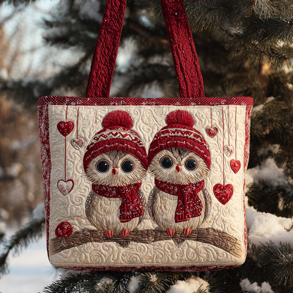 Sweetheart Owls Quilted Tote Bag Christmas Presents For Dog Lovers