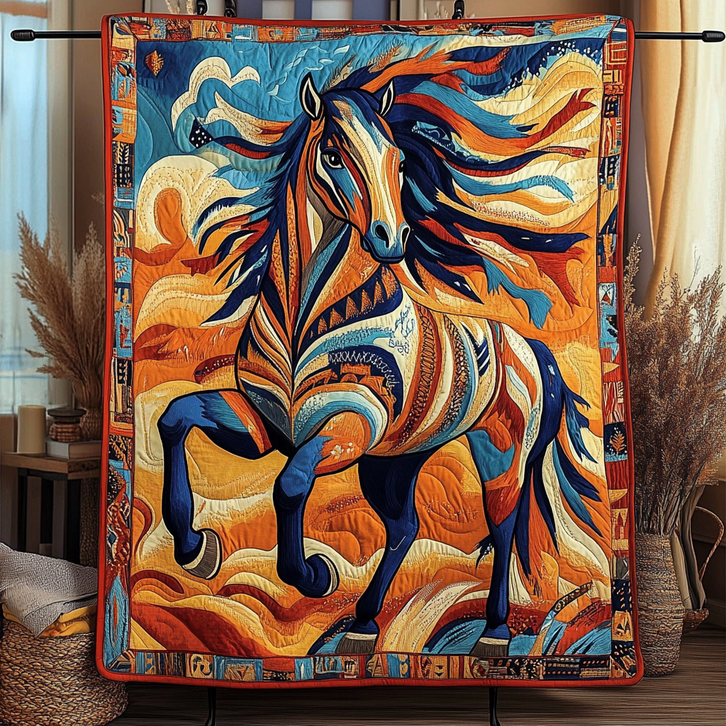 Swift Stallion Quilted Blanket Bedroom Decor Horse Christmas Presents