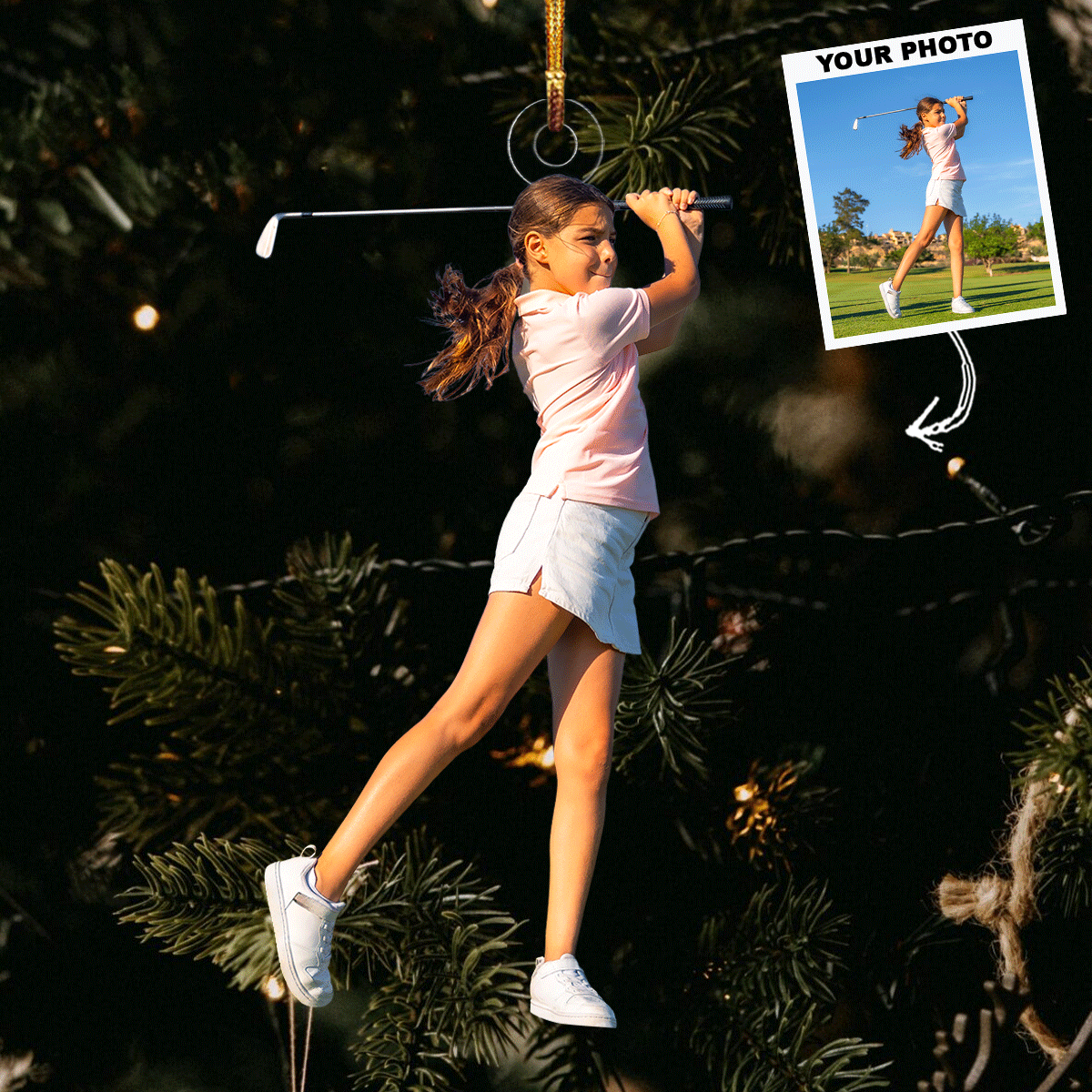 Swing Brilliance Personalized Photo Mica Ornament Gift For Golf Players Golf Lovers Family