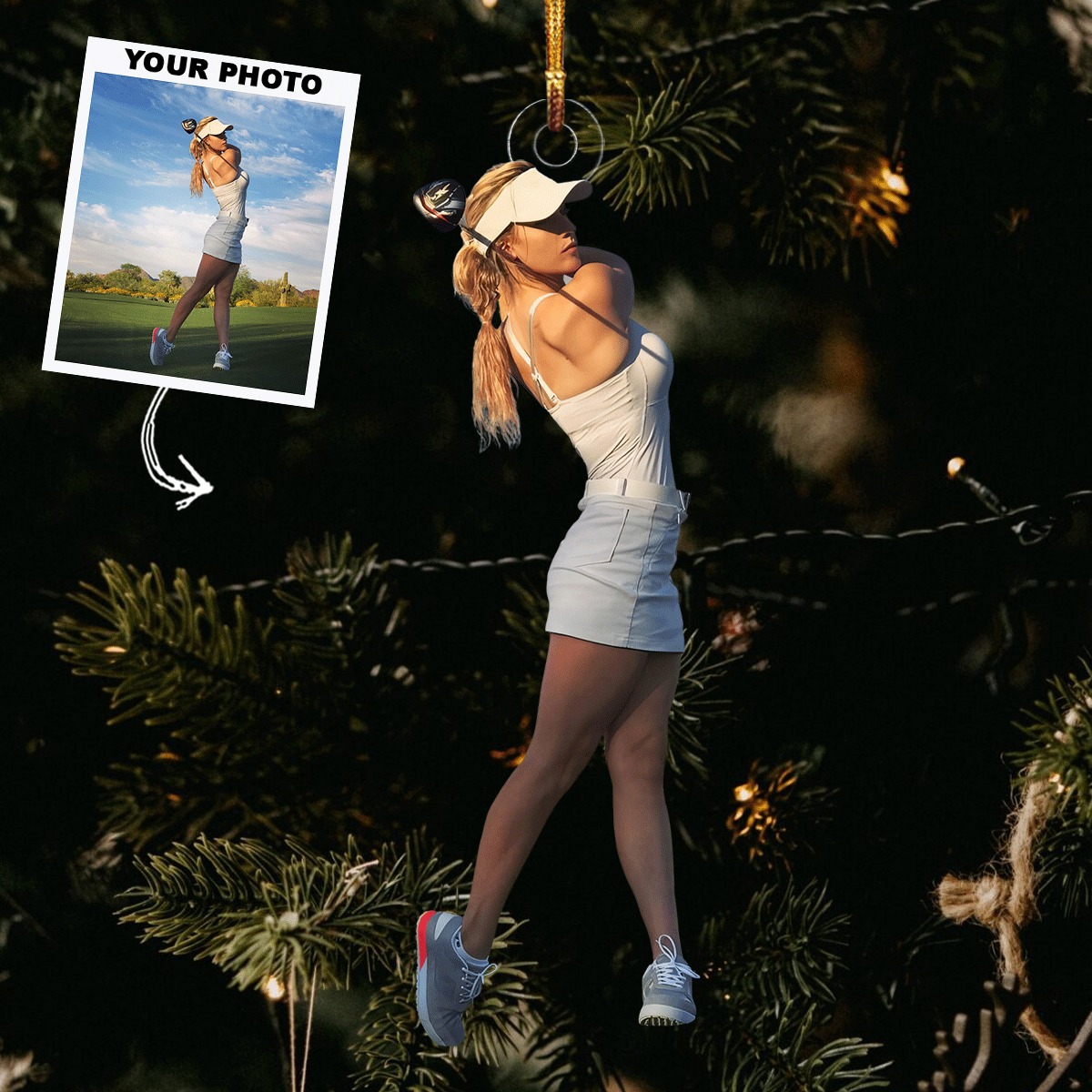 Swing Gracefully Personalized Photo Mica Ornament Gift For Golf Players Golf Lovers Family
