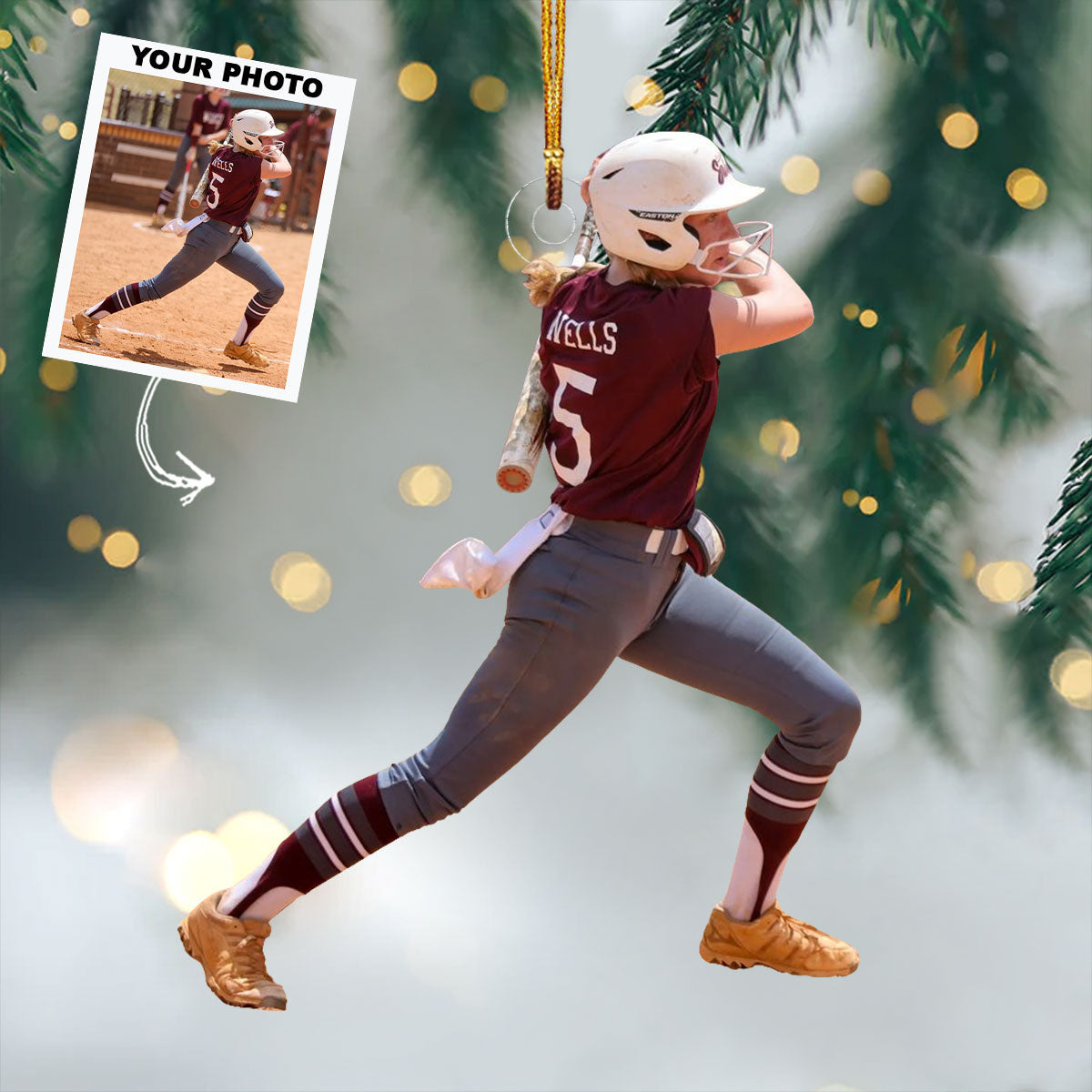 Swing Legend Personalized Photo Mica Ornament Christmas Gift For Baseball Players Base