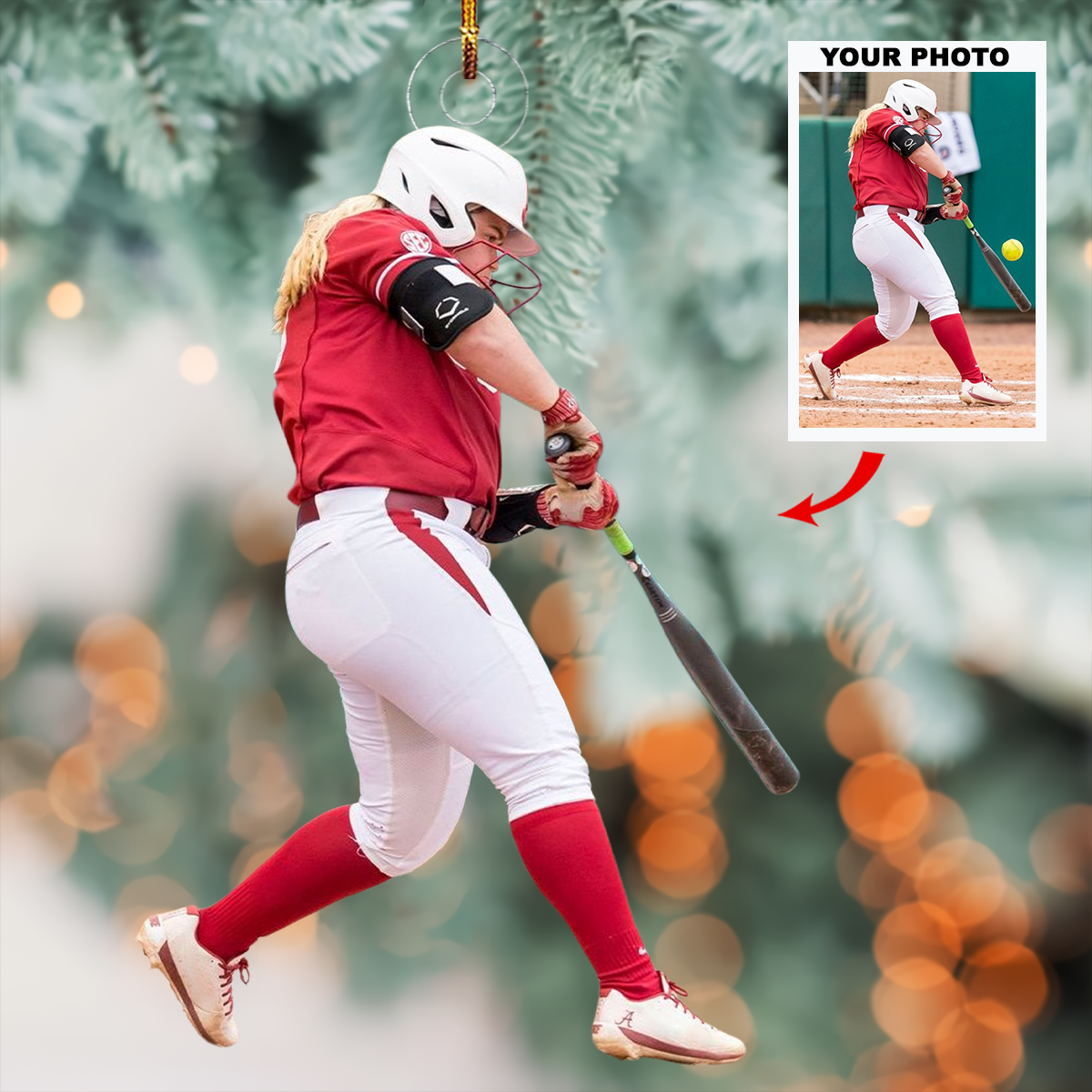 Swing Queen Personalized Photo Mica Ornament Christmas Gift For Baseball Players Baseb