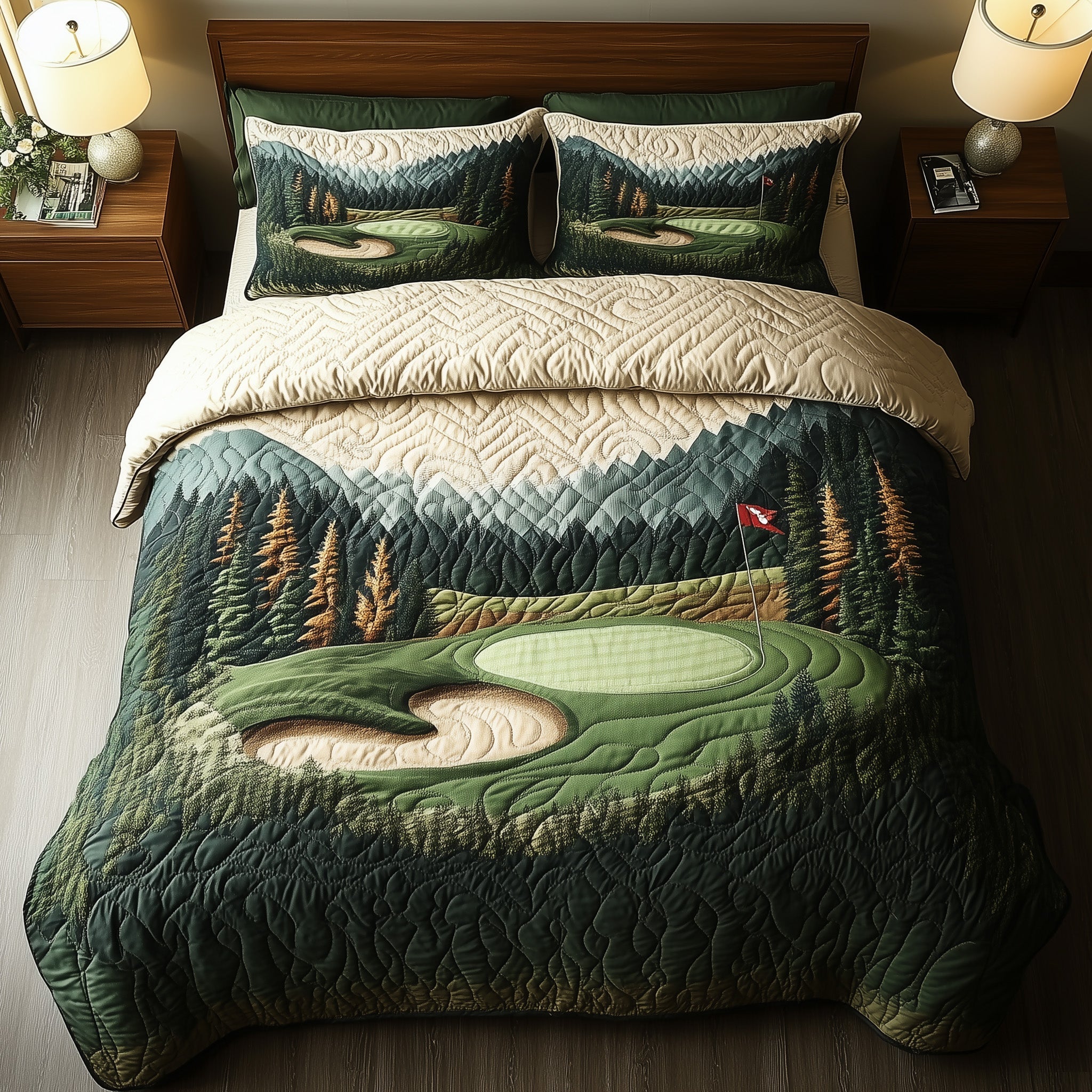 Swing Retreat Quilted Bedding Golf Hole Filed Happy Golf Day Gift Ideas