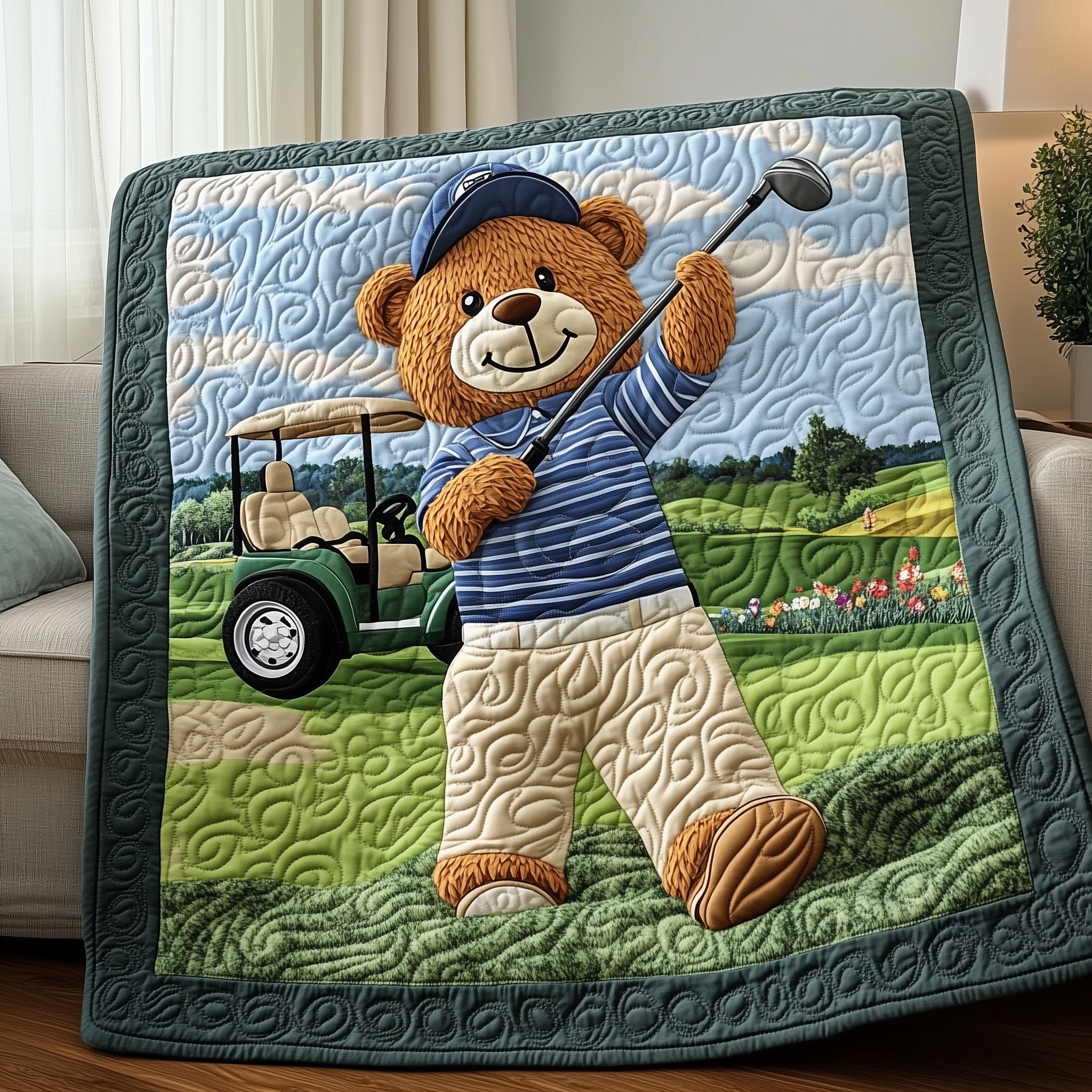 Swing Softly Bear Quilted Blanket Nice Throw BlanketBear Lovers Gifts For Him