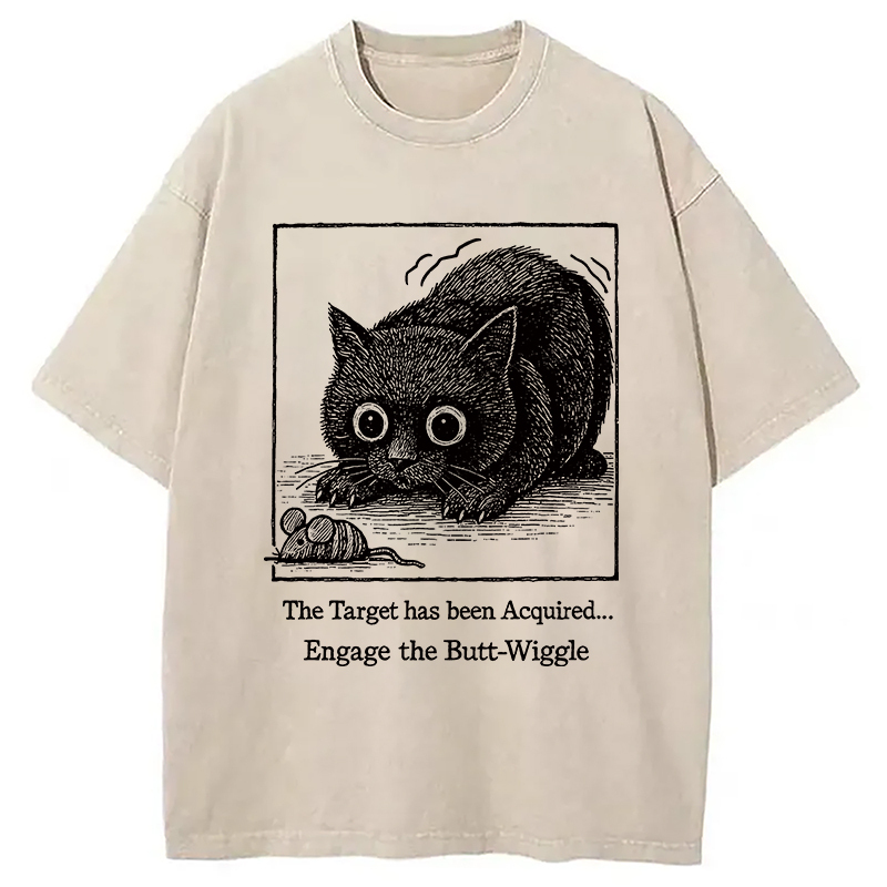 Swinging Cat Washed T-Shirt Cool Urban Street Style Shirt Gifts For Sister