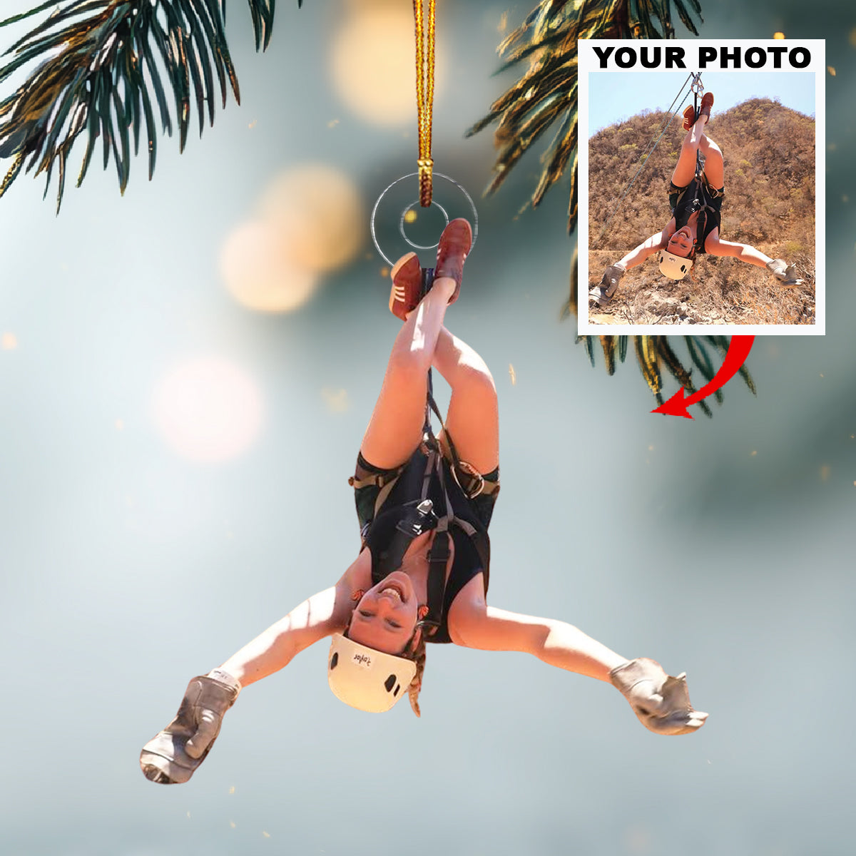 Swinging Through Nature Personalized Photo Mica Ornament Christmas Gift For Family Members