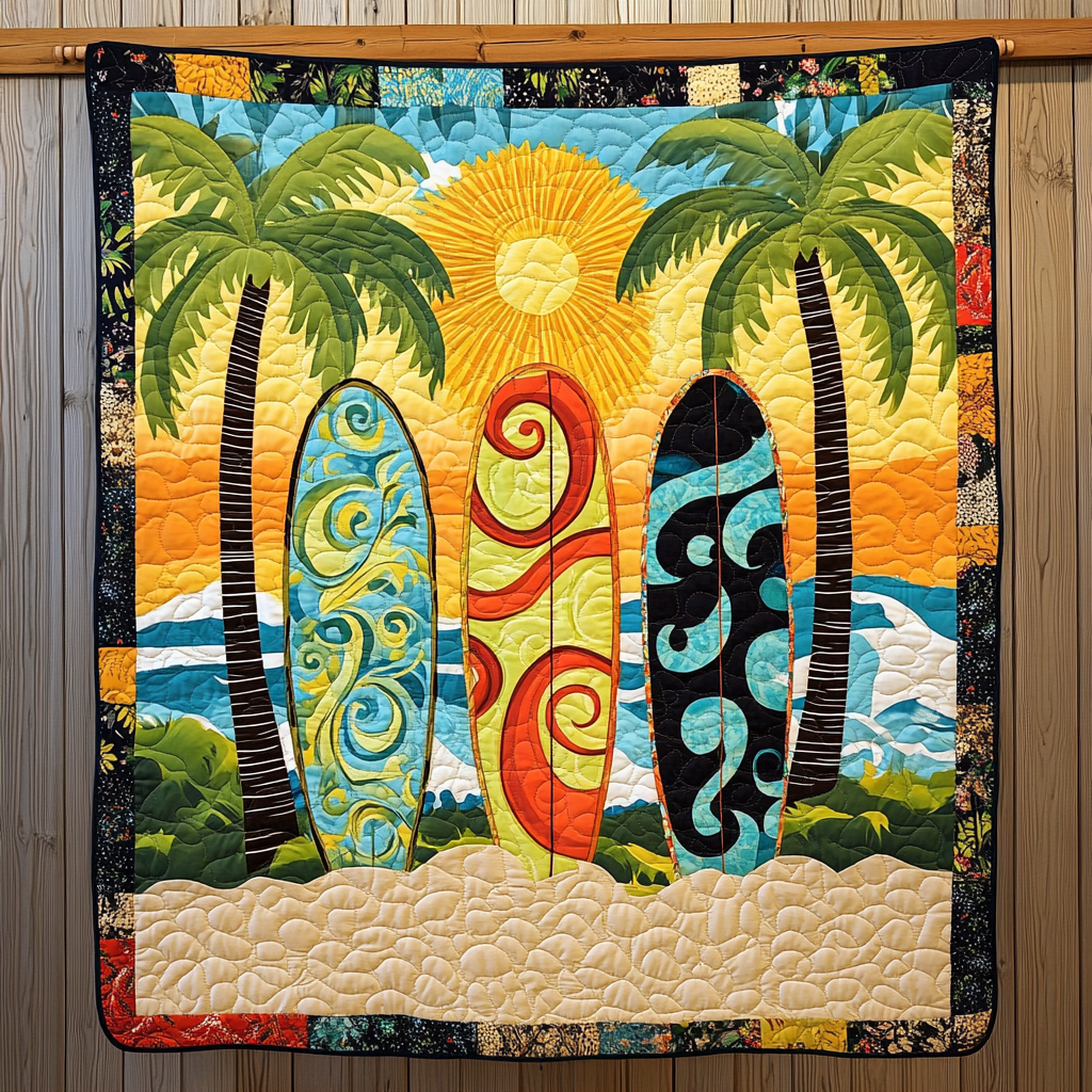 Swirl Wavescape Quilted Blanket Christmas Holiday Christmas Gifts For Beach Goers