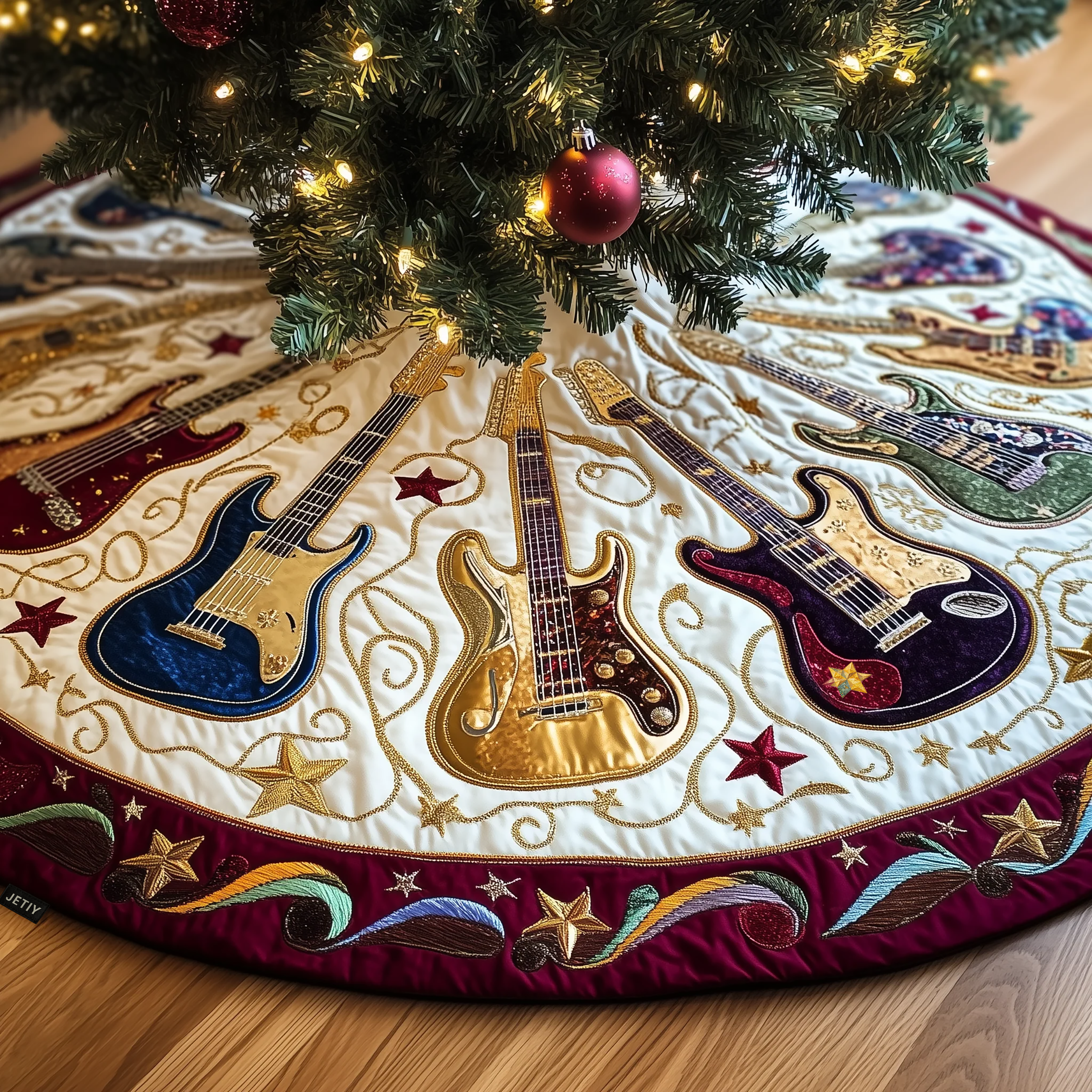 Swirls Guitar Quilted Tree Skirt Charming Holiday Home Merch