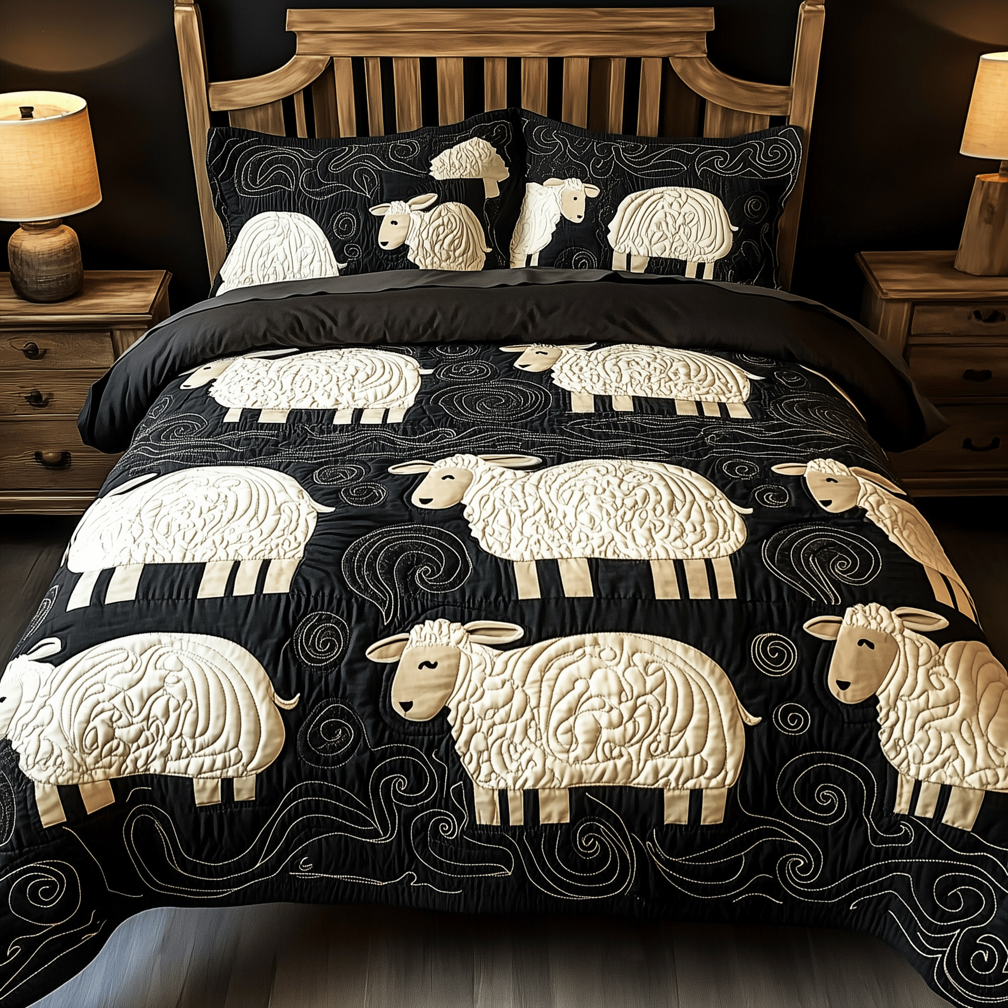Swirls Sheep Quilted Bedding Set Christmas Bedding Set Christmas Gifts For Couples
