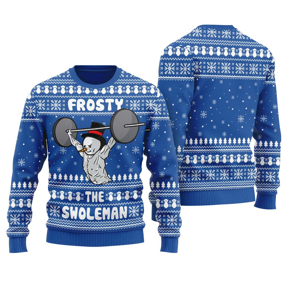Swoleman Frosty Christmas Ugly Sweater Men Perfect Holiday Gift Merch for Sweater Lovers