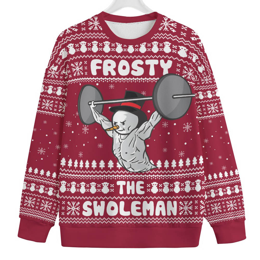 Swoleman Frosty Plus Size Womens Ugly Christmas Sweater Heartwarming Christmas Gift Sweater for Him or Her