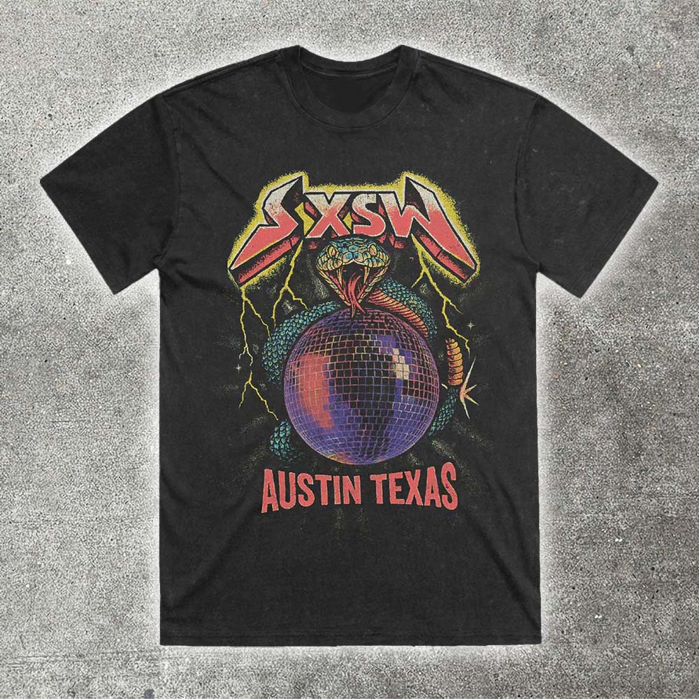 SXSW 2026 Disco Snake Retro T-Shirt South By Southwest Austin Texas Music Festival Merch Best Gift