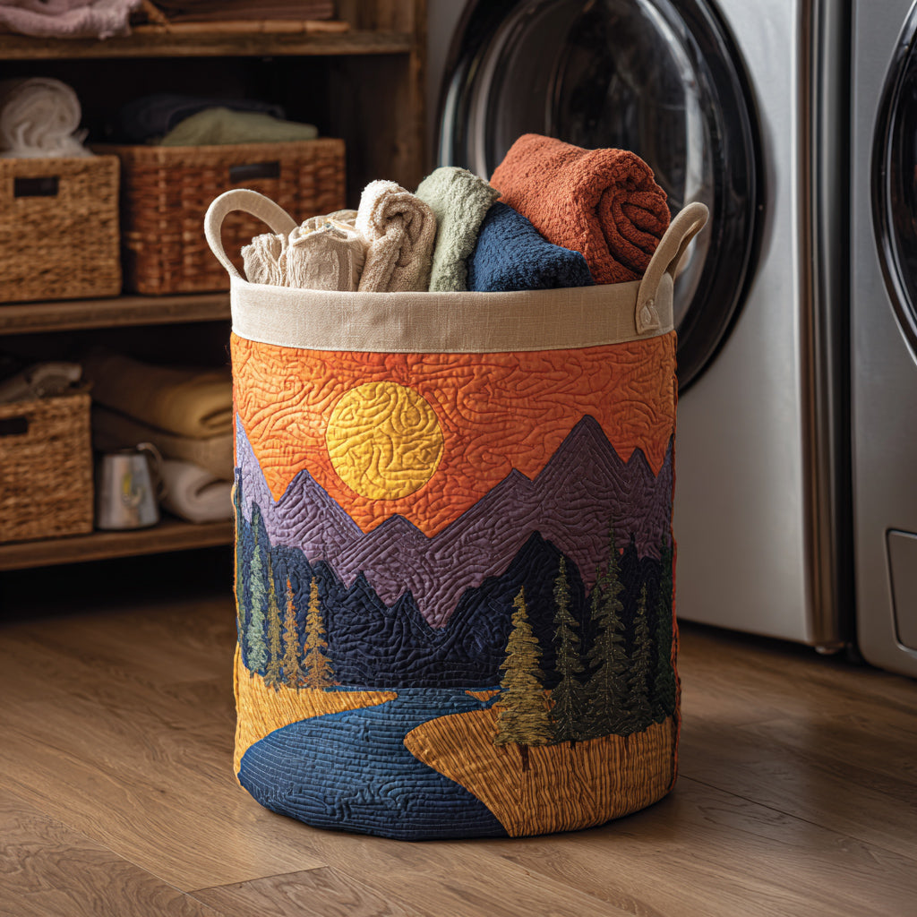 Sylvan Woodland Quilted Laundry Basket Holiday Merch Gift
